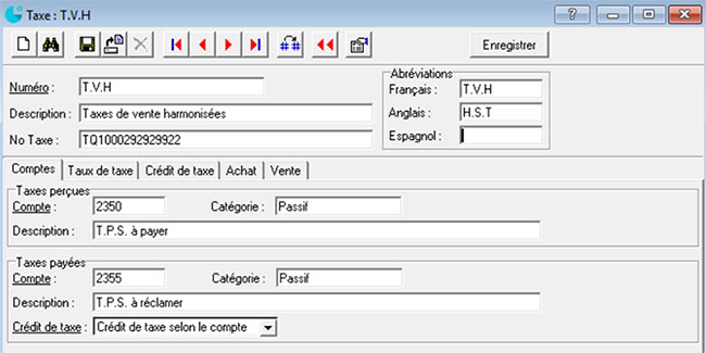 Exemple de création d'une taxe